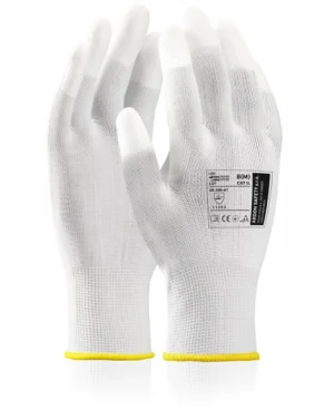 Manusi de protectie cu varful degetelor imersate in poliuretan Leo – alb – 113XX
